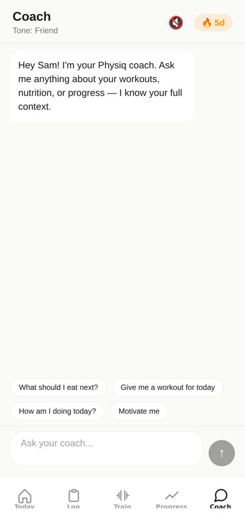 Screenshot: Fitness coach